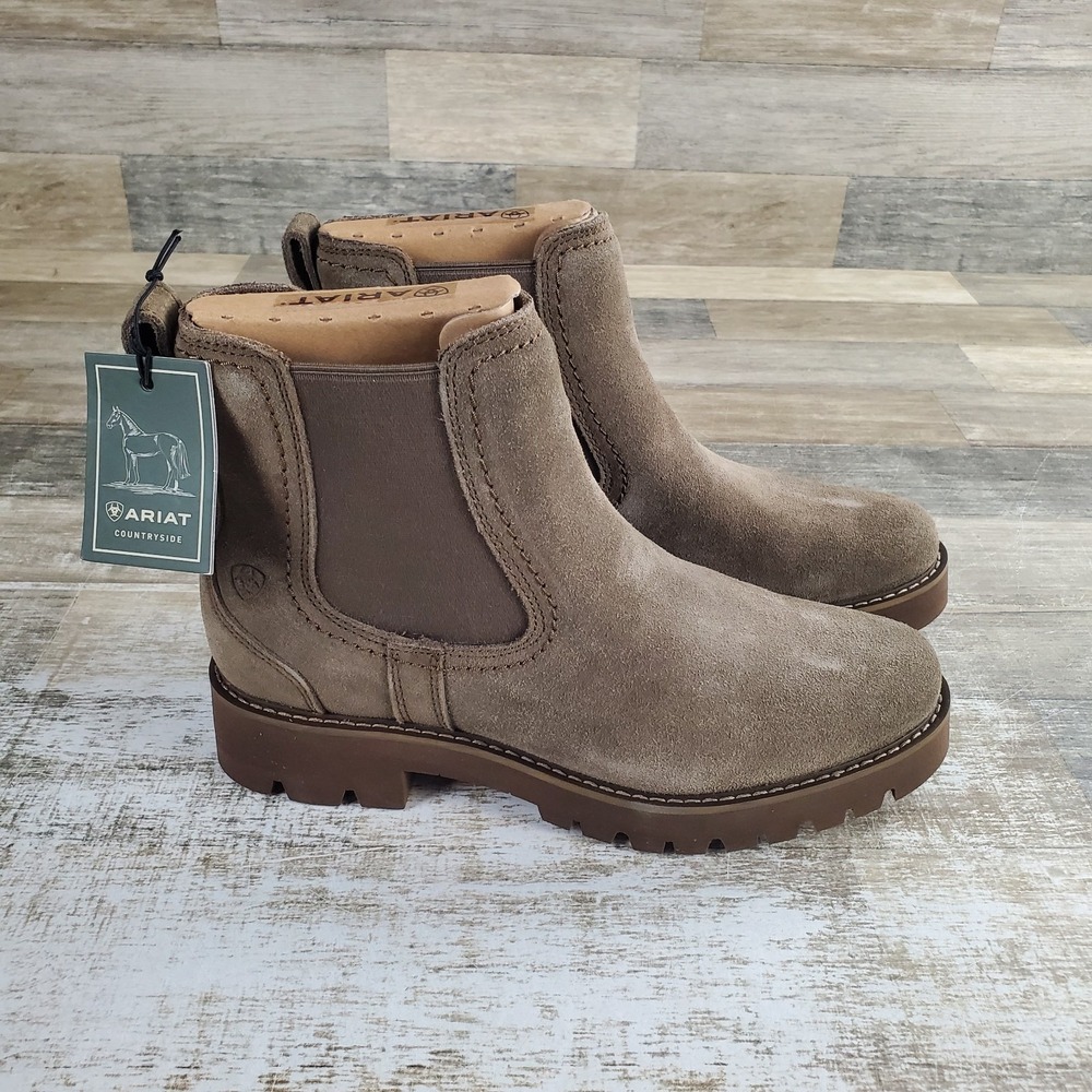 Ariat Wexford Lug Womens Chelsea Boots Sz 9 B Dark Moss Suede Comfort Slip On